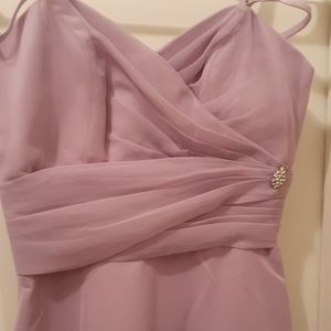 Floor length light purple bride's made dress